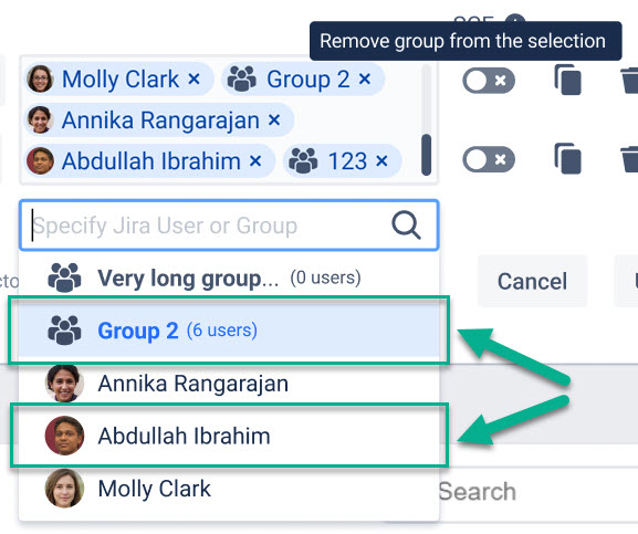 User groups in SLA